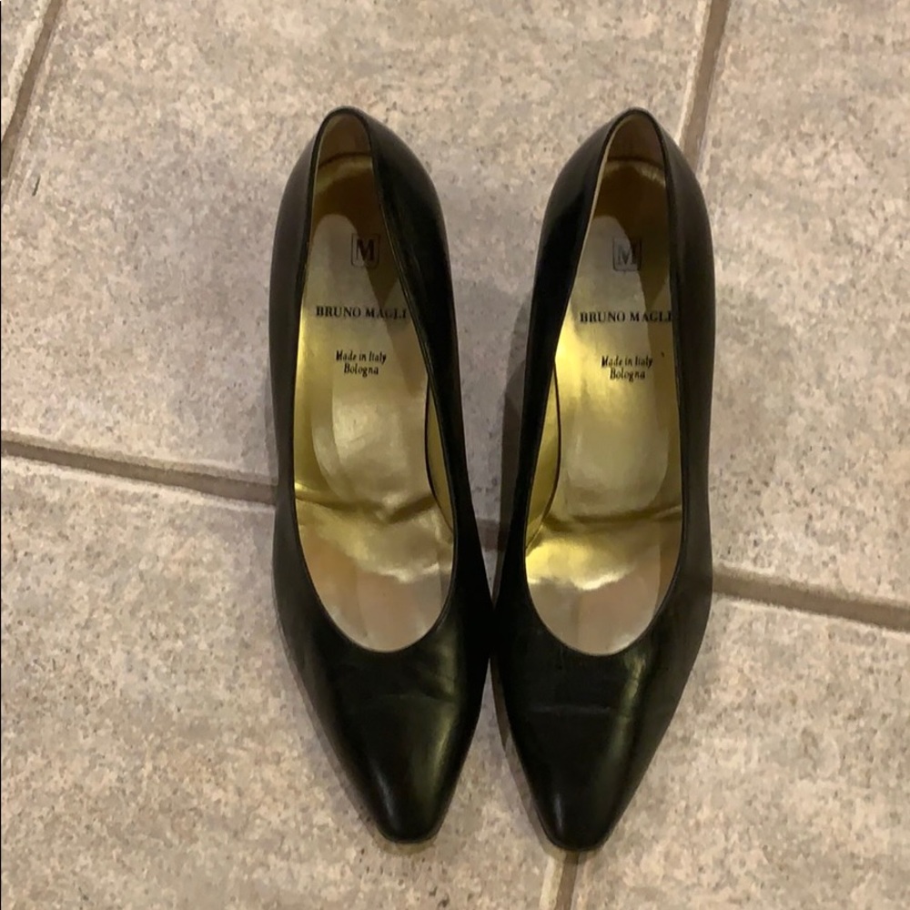 Bruno Magli Black Block Heel Pumps